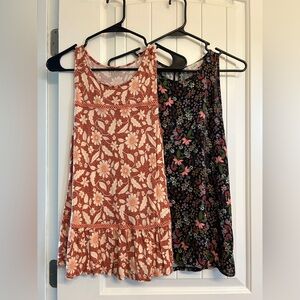 LOFT Floral Tank Duo - Black and Multicolor